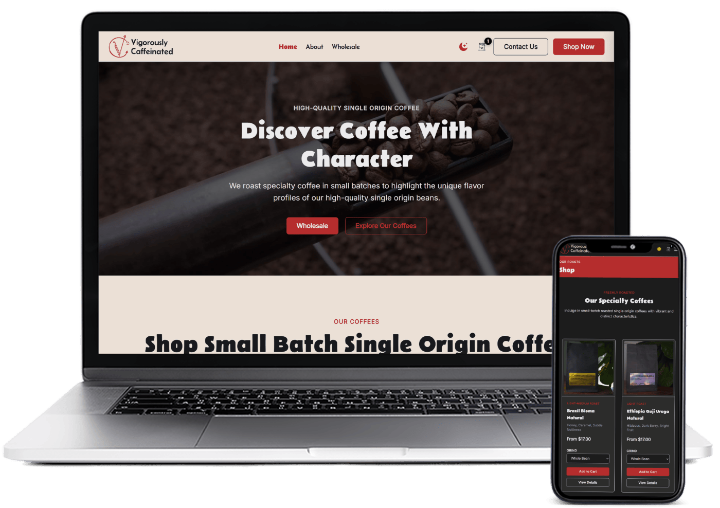 laptop and mobile phone showing responsive website designs